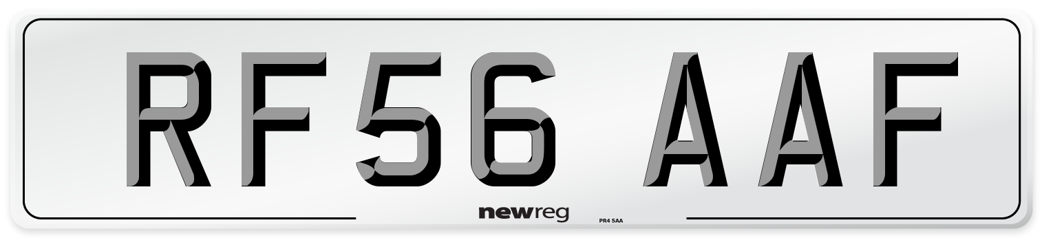 RF56 AAF Number Plate from New Reg